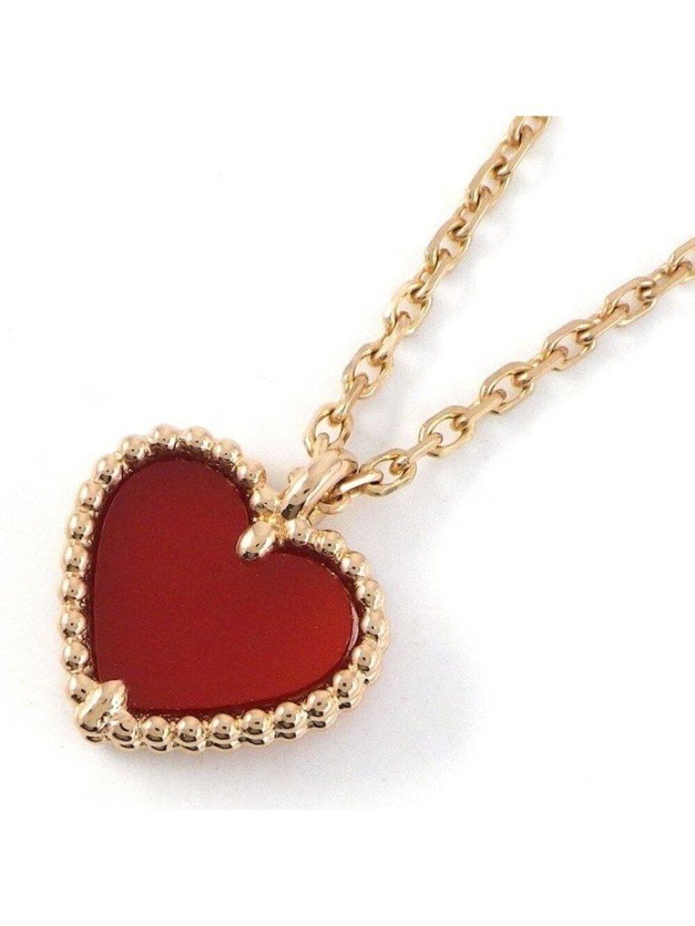 Van Cleef & Arpels Necklace Sweet Heart Alhambra Carnelian 18k Pink Gold